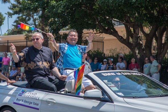 San Diego Pride Parade Grand Marshals Brad and George Takei